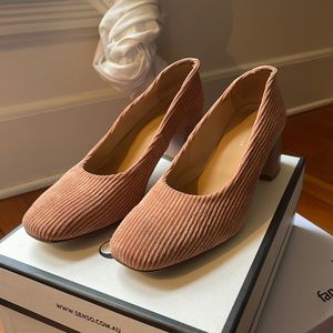 Anthropologie Pink Corduroy Pumps